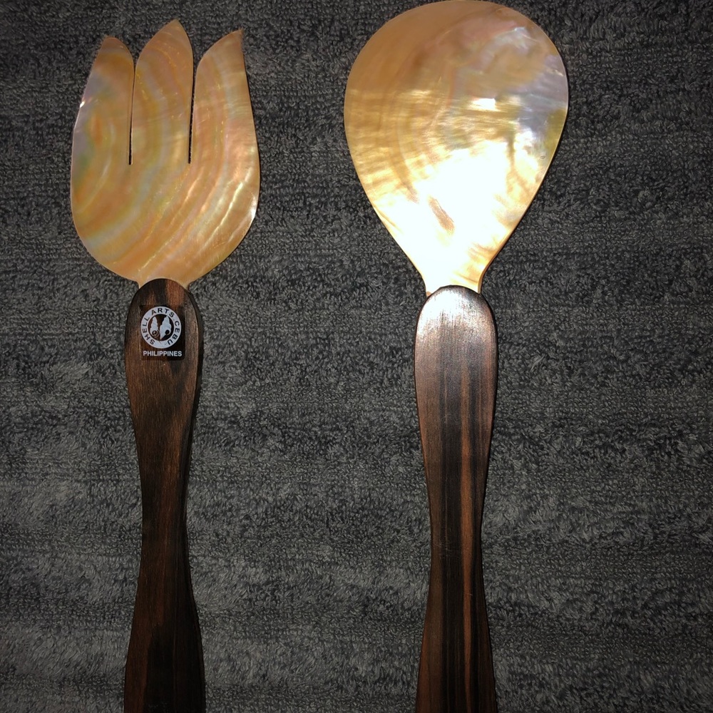 Set of Salad Utensils - Made from Shells